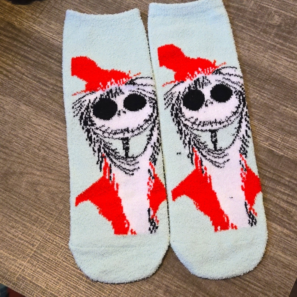 🍒🍒 Jack Skellington Santa Fuzzy Socks